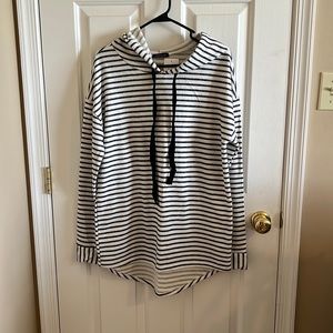 New with tags White Birch ivory and navy stripped hoodie